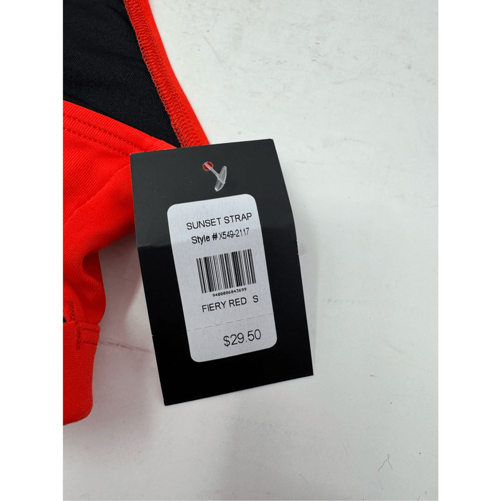 NWT Frederick's of Hollywood Women Small Sunset Strap Bathing Suit Top Fiery Red - Picture 4 of 5